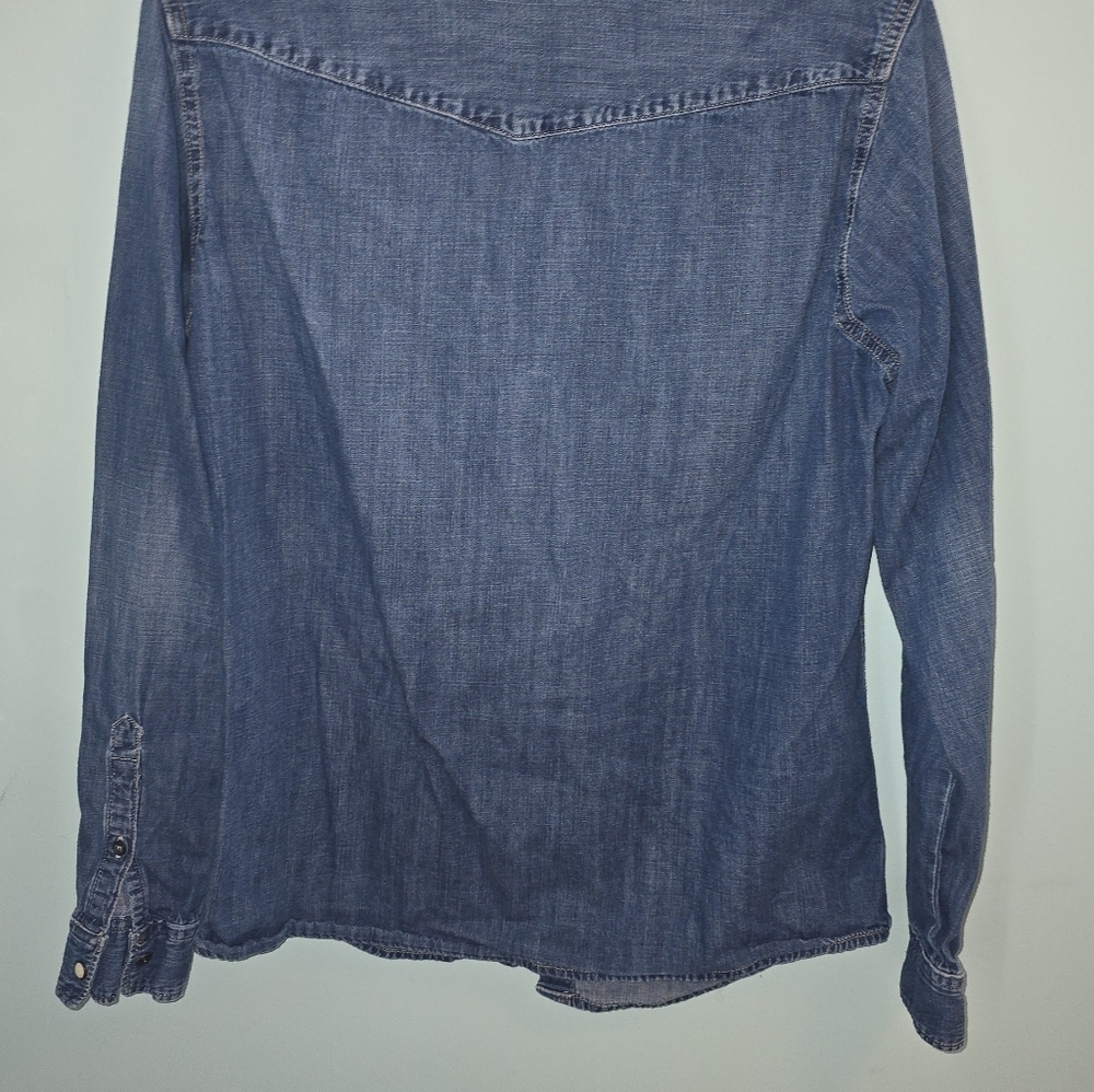 H&M Denim Western Country Pearl Snap Button-Down Shirt Nashville - Picture 6 of 7
